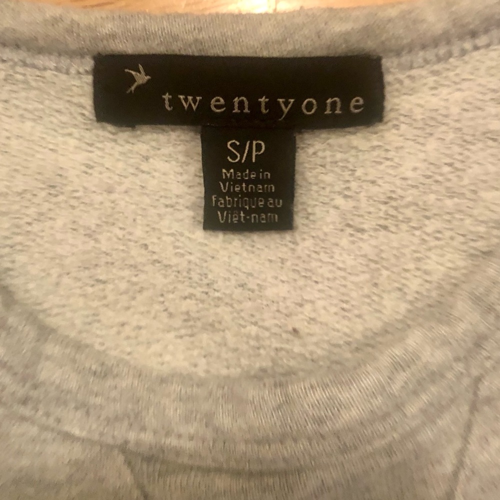 Heather gray sweatshirt with silver studs on shoulders in SP - Picture 4 of 5